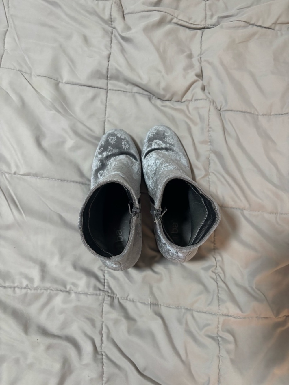 Silver Velvet Ankle Boots